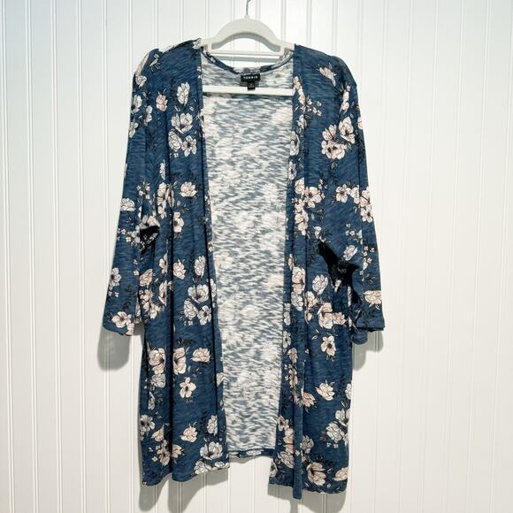 torrid Sweaters - Torrid Blue Floral Cardigan Duster Plus Size 3X